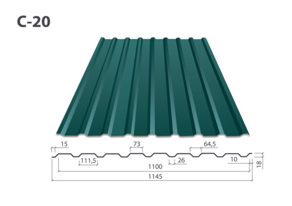 Профнастил ПС 15 • RAL 8017 • Matt • 0,5 mm • ARSELOR MITTAL • Польша • — изображение 6