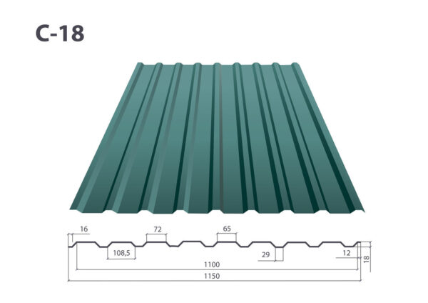 Профнастил ПС 15 • RAL 8017 • Matt • 0,5 mm • ARSELOR MITTAL • Польша • — изображение 5